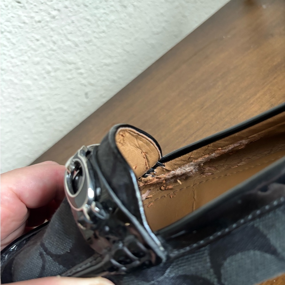 Coach Fortunata Buckle Loafers Size 9.5B Signature Print Patent Leather Trim - Picture 7 of 9